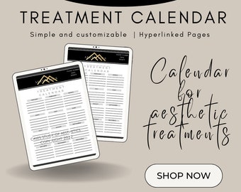 Treatment calendar, big event calendar, skincare calendar