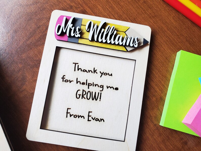 Personalized Sticky Note Pad Holder, Teacher Appreciation Gift, End of School Year Teacher Gift, Custom Teacher Gifts, Desk Accessories image 4