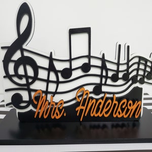 Personalized Music Teacher Name Plate, Music Teacher Gifts, Personalized Desk Sign, 3D Music Name Sign, End of Year Gift, Music Desk Decor