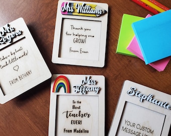 Personalized Sticky Note Pad Holder, Teacher Appreciation Gift, End of ...