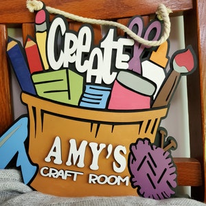 Personalized Craft Room Door Sign, Craft Room Door Hanger, Personalized ...