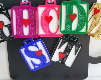 Personalized Acrylic Monogram Bag Tag Initial Backpack Accessory Diaper Bag Tag Lunchbox Alphabet Personalized Gift Letter Luggage Tag