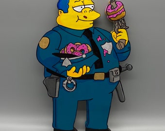 Handmade Chief Wiggums Wood Cutout: Acrylic Paint Decor