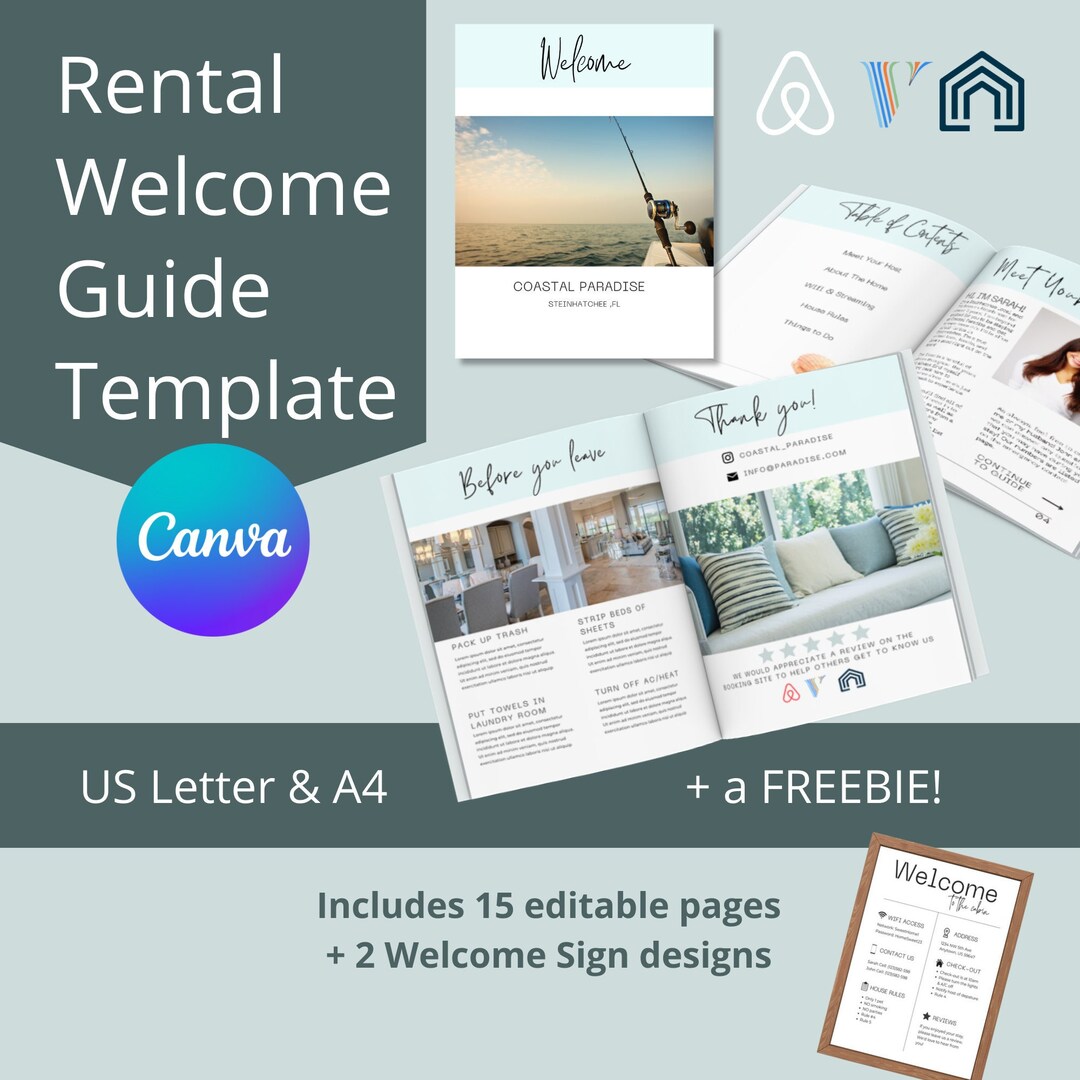 Airbnb Guide Rental Host Book Vrbo Vacasa Editable Canva
