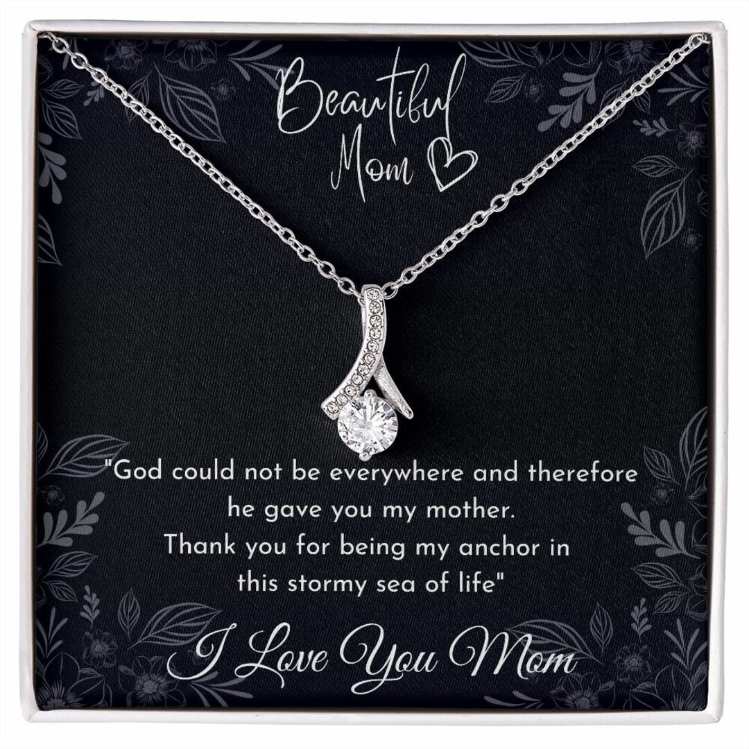 Alluring Beauty Necklace, Gift for Mom, Mom Message Card Necklace, Mom
