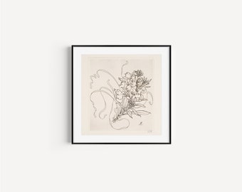 ART PRINT / #6 / schizzo floreale in bianco e nero / set di disegni floreali vintage / stampa artistica / schizzo a matita / decorazione murale / set di schizzi floreali