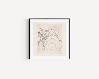 ART PRINT / #2 / schizzo floreale in bianco e nero / set di disegni floreali vintage / stampa artistica / schizzo a matita / decorazione murale / set di schizzi floreali