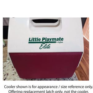 May include: White and red cooler with a green logo that says "Little Playmate Elite by Igloo".