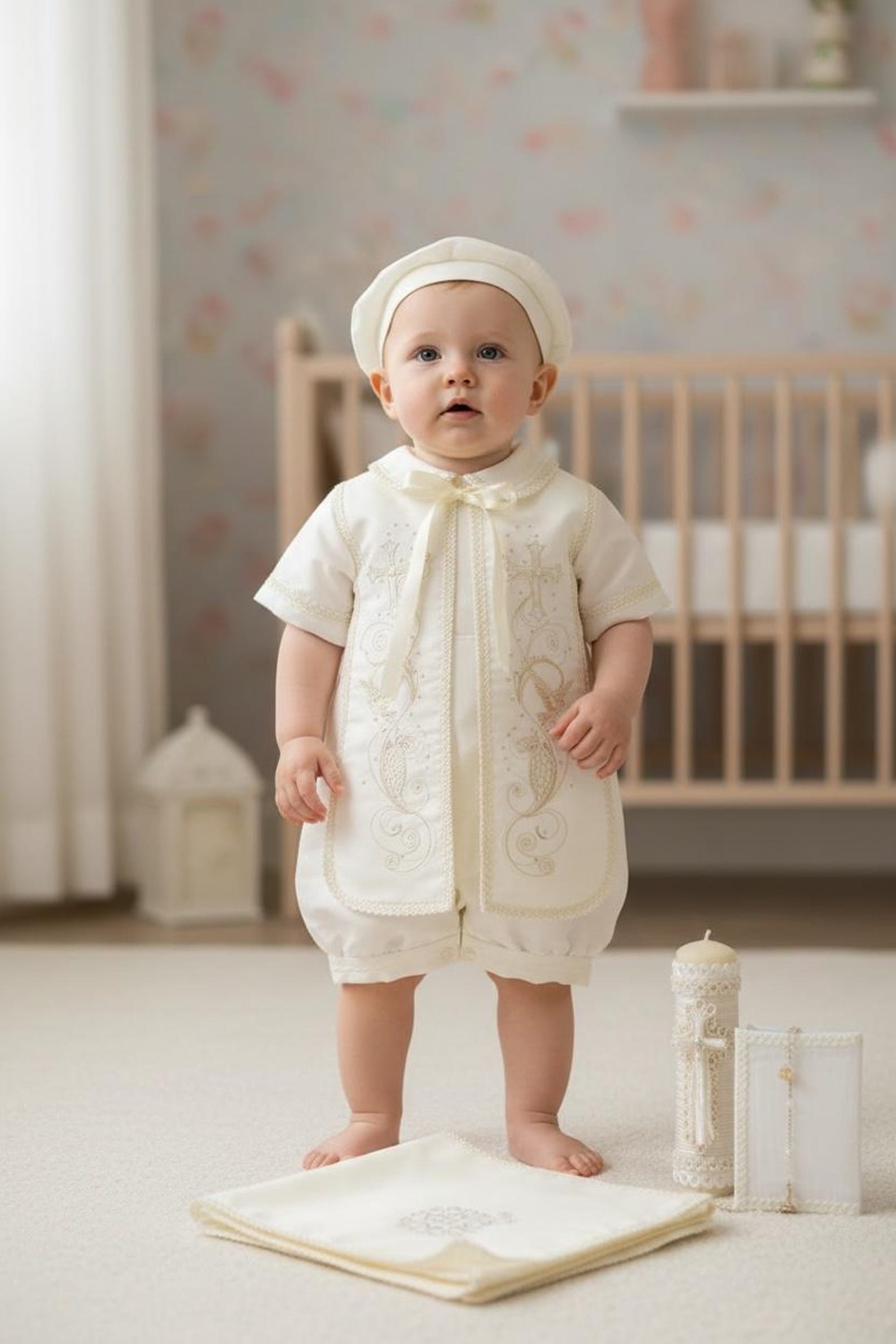 Boy's Christening Outfit 8piece Baptism Set and With Candle Set Etsy — free download