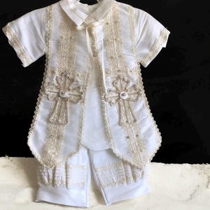Conjunto de bautizo para niño, conjunto de bautizo de 4 piezas, talla 6 meses a 4 años