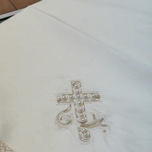 Cross with Lace Trim Baptism Silk shouting  blanket