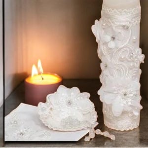 Baptism Candle Set Kit for Christenings with Shell and Favors - Spanish (Green)
