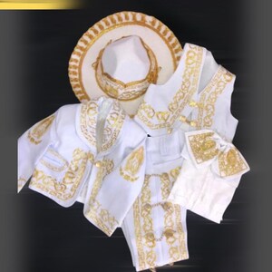 CHARRo Traje Charro Virgin Mary color White/gold  ,ivory /goldInactive