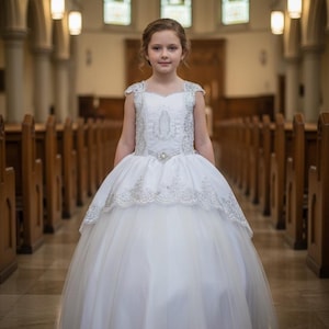 first communion dress with our lady of guadalupe Virgen De event:Party