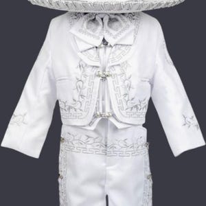 Meninos pequenos Charro formal BORDADO Virgem Maria 6 PICE terno ENCLOD chapéu conjunto
