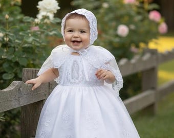 女の子用洗礼式ドレス、レースの洗礼式衣装一式、ベビーガール用フォーマルガウン