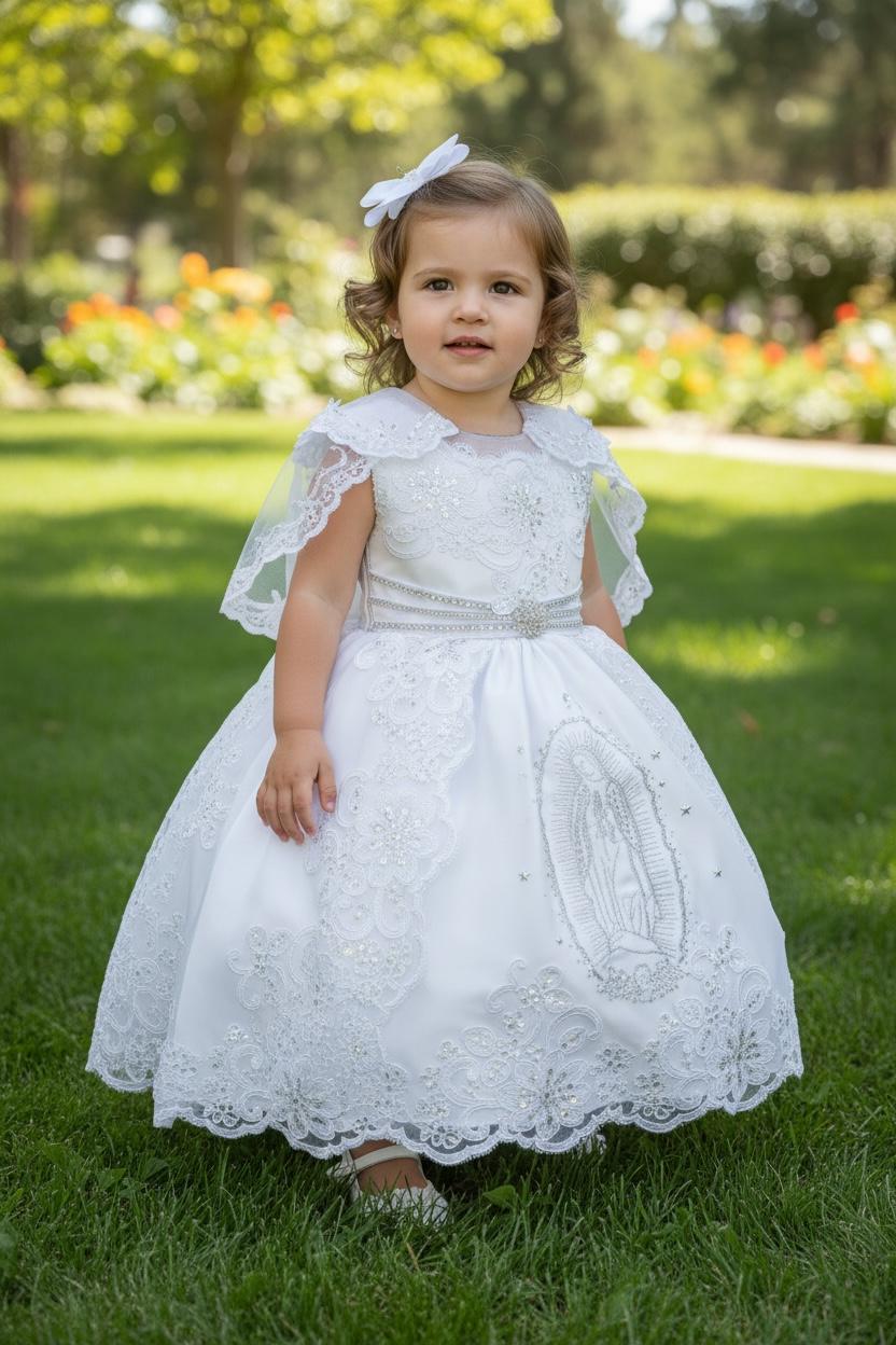White First Communion Dress With Our Lady Of Guadalupe First Communion Dresses For Girls Mia Bambina White First Communion Dress With Our Lady Of Guadalupe First Communion Dresses For Girls Mia Bambina