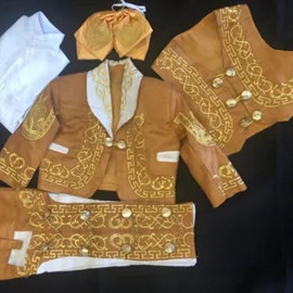 Boy Charro Camel with Gold Boys Charro Outfit FABRIC: made of durable similer suede fabric,light weight,soft against the skin Inactive