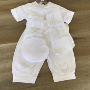 4 Piece Christening set, Boys Baptism Outfit, Traje de Bautizo