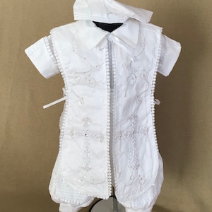 4 Piece Christening set, Boys Baptism Outfit, Traje de Bautizo