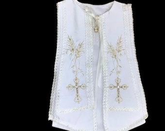 Embroidered Christening Baptism Stole Scarf Sash