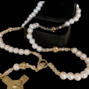 Traditional Catholic Rosary Crystal and pearl Inactive