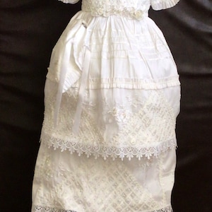 Girls Baptism/christening Gown/ropon Blanco De Bautizo Para Niña
