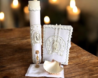 Virgen de Guadalupe Baptism Candle Set: 6-Piece Christening Set