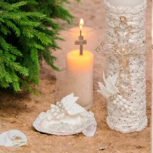 5pcs Baptism Candle Set Favors, boys and Girls Set FREE SHIPPING
