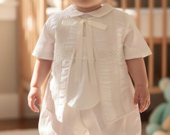 Boys baptism embroydery outfit