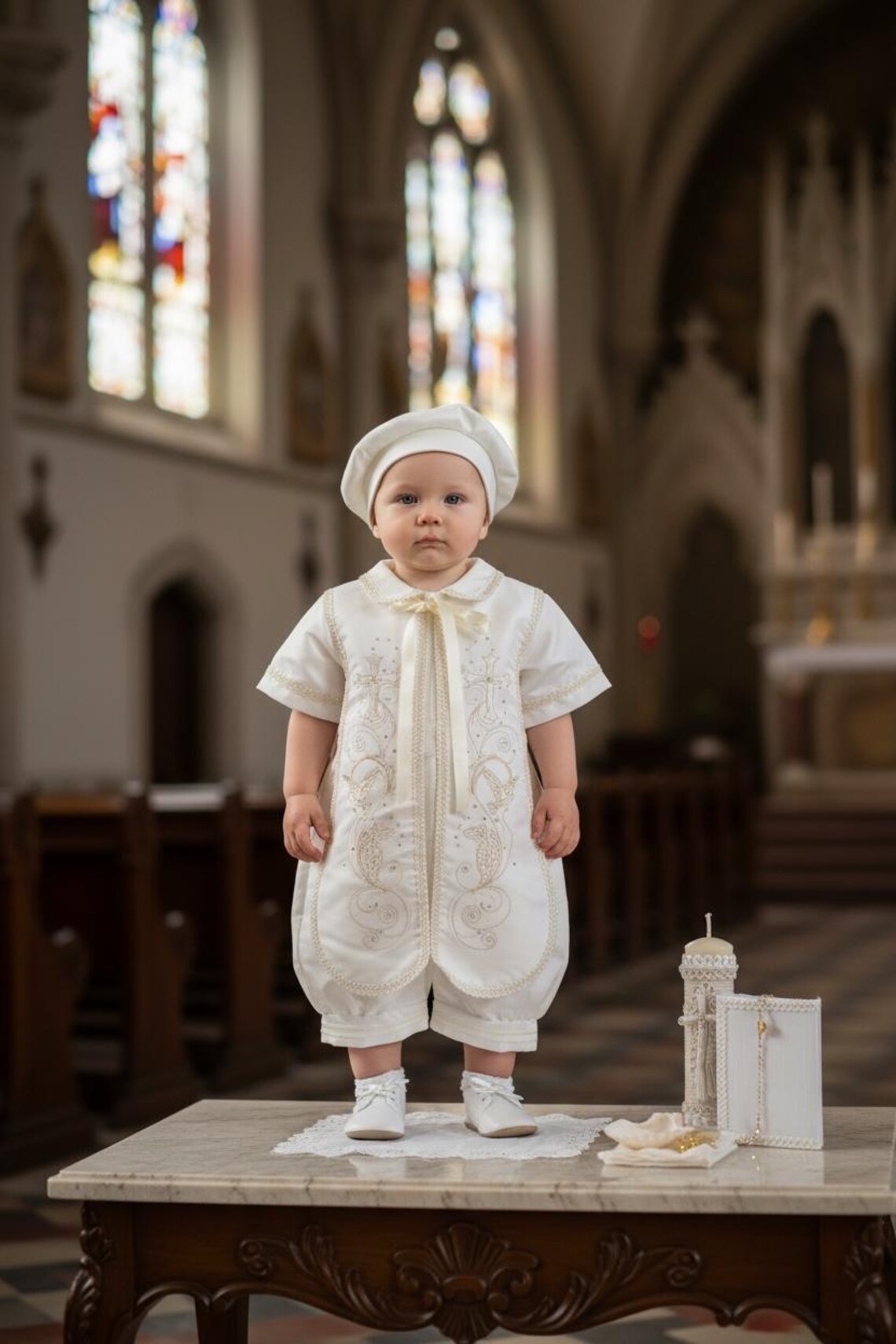 Boy's Christening Outfit 8piece Baptism Set and With Candle Set Etsy — free download