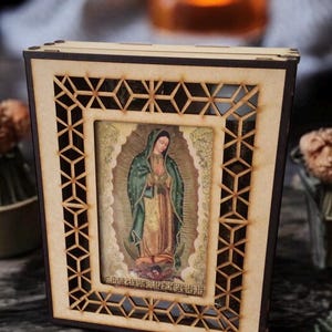 Baptism Wood Box Candle Set, Christening 6 Pieces Set,