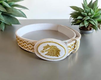 Vintage Mexican Embroidered Belt: Charro Horse Design