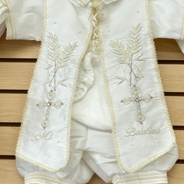 Boys Baptism Outfit, Embroidered 4 Piece Christening Set, Traje de Bautizo - 905