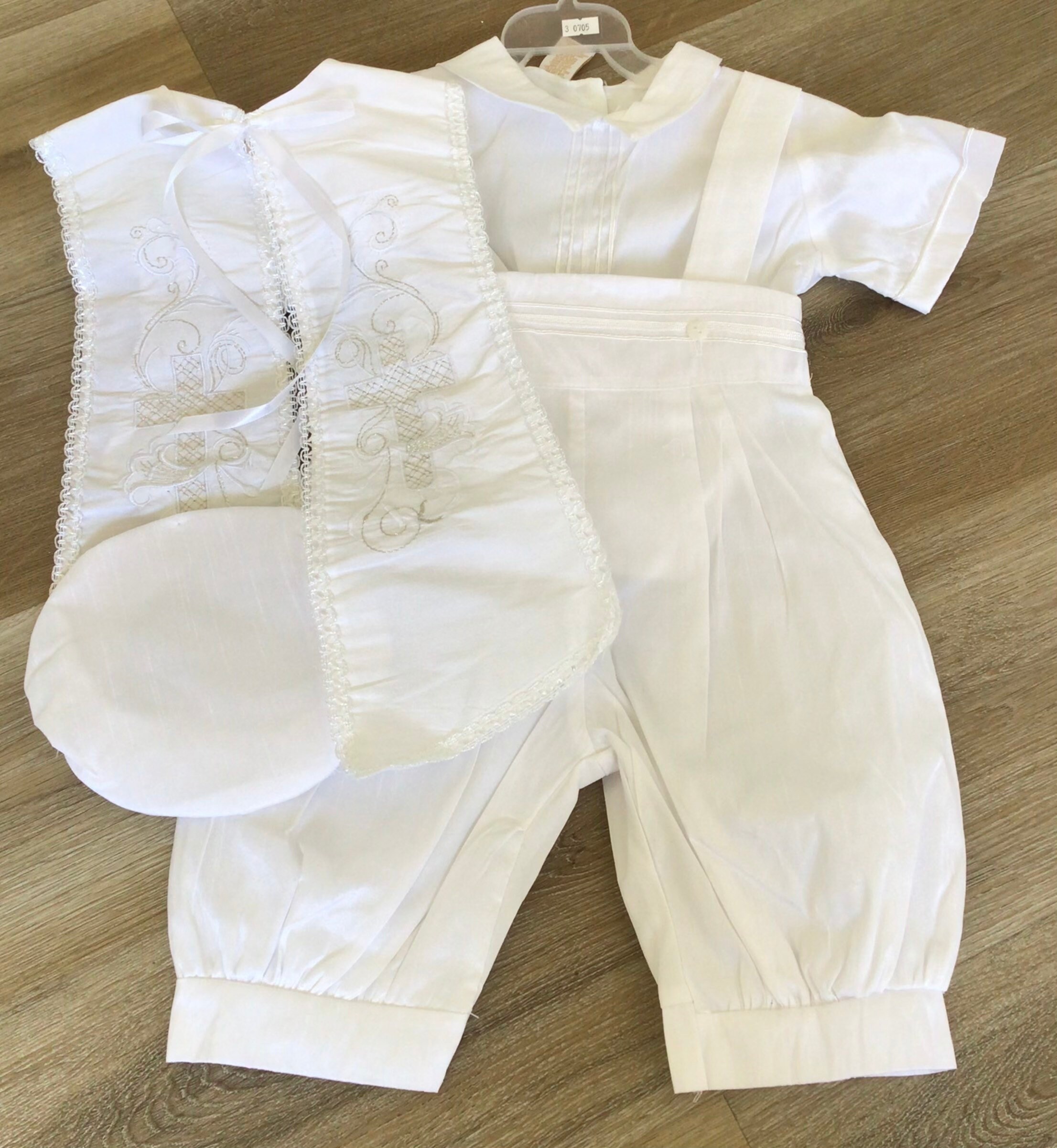 Ivory or White Baptism Outfit for Boy, 4 Piece Christening Set