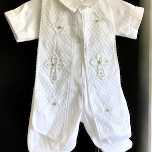 Boy Baptism Christening Outfit: Romper Gown Ropon, White or Ivory Boy Gown, Vintage Outfit, Niño Bautizo,