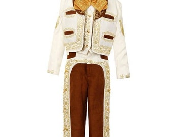 Boys Brown Charro Mariachi Suit For Baptism or Birthday Inactive