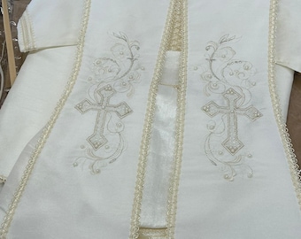 Baptism outfit christening , outfit Whit shawl embroidered ,4 PICE Baby Boy