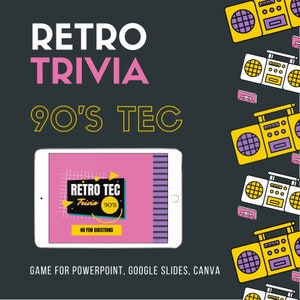 Icebreaker Office Game &quot;Retro 90s Trivia&quot; | Team-Building | Powerpoint, Google Slides, Canva Templates, Virtual Teams | Meetings and Events