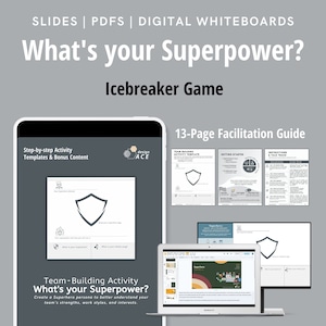Icebreaker Game: What&#39;s Your Superpower a Fun Meeting, Networking & Team-building Activity, Premium Template PDF, Slides, Digital Whiteboard