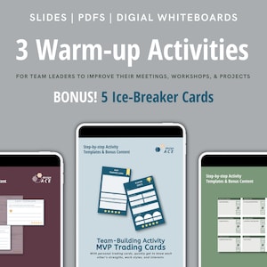 3 opwarmsjablonen, teambuildingspellen | Pdf, Google Presentaties, Canva Whiteboard, Direct downloaden, 2024