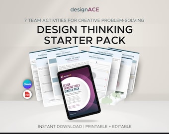 Design Thinking Toolkit pdf | Activiteiten en werkbladen voor teamworkshops | Afdrukbaar startpakket