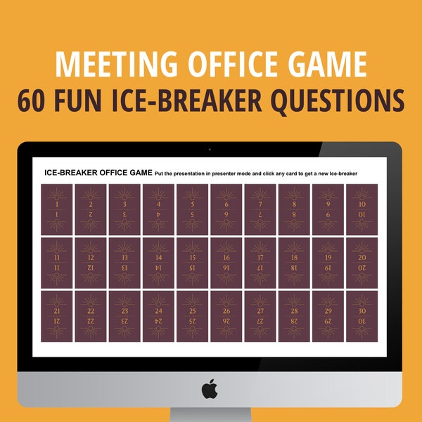 Office Game, 60 Fun Ice-breaker Questions, zoom game for PowerPoint, Google Slides for Virtual Meetings and Networking