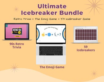 Team building Icebreaker Game Bundle: 90s Trivia, Emoji Riddles, Conversation Cards (Instant Download)