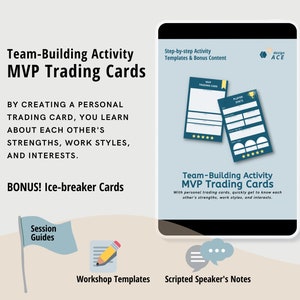 Atividade de construção de equipe para trabalho, MVP Trading Card, modelos, em PDF, Google Slides, Canva Whiteboard, download instantâneo, 2024