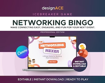 Networking Bingo Game | Team Building Icebreaker (Printable + Canva Editable File)
