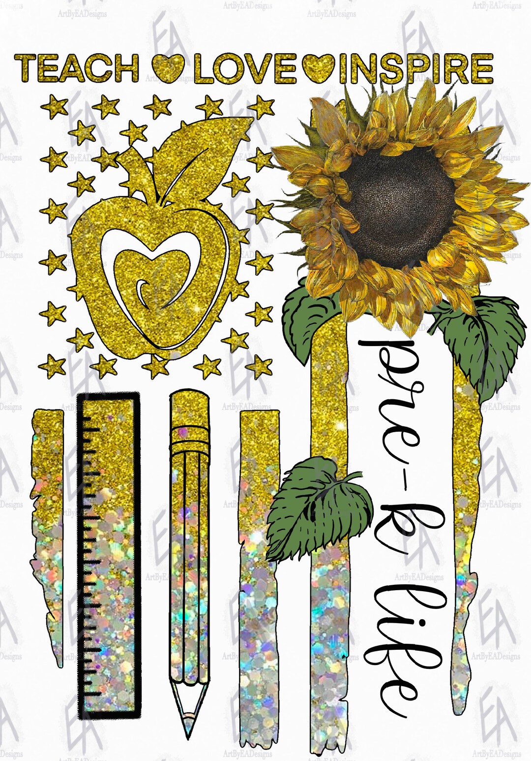 Sunflower Teacher Etsy