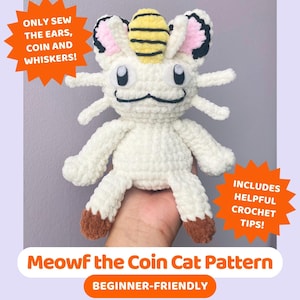 Miau die Münzkatze Poké Häkelanleitung |  Niedrige Nähen, Anfänger freundlich, Taschenmonster, süße Katze Amigurumi