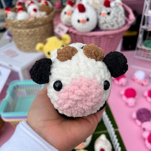 Cute Cow Plushie – Crochet Cow – Farm Animal Amigurumi Toy – Handmade Gift