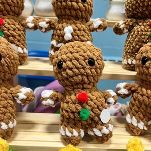 Crochet Gingerbread man-Handmade Crochet gingerbrad man Plushie -  Adorable Amigurumi Gift- Gingerbread man- Gingerbread cookie -